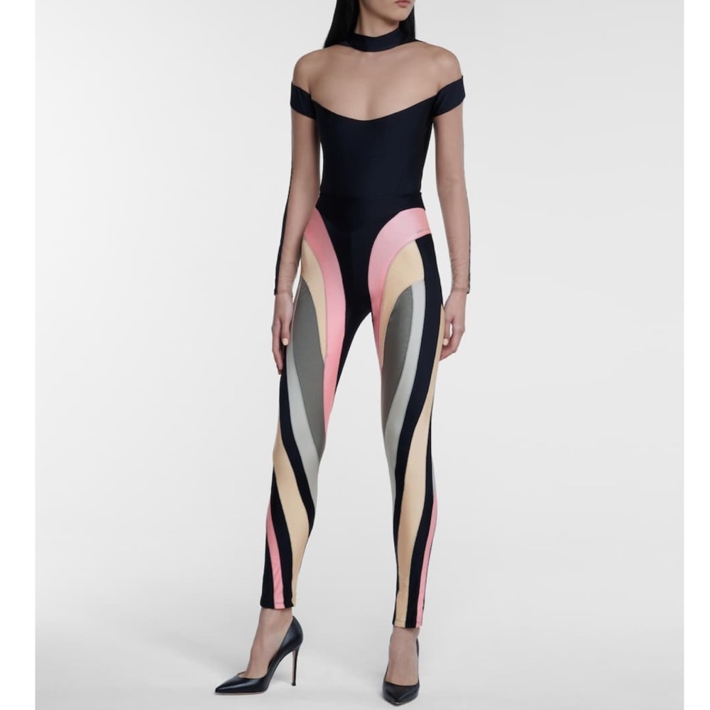 Mugler Spiral High Rise Leggings - Size 38…